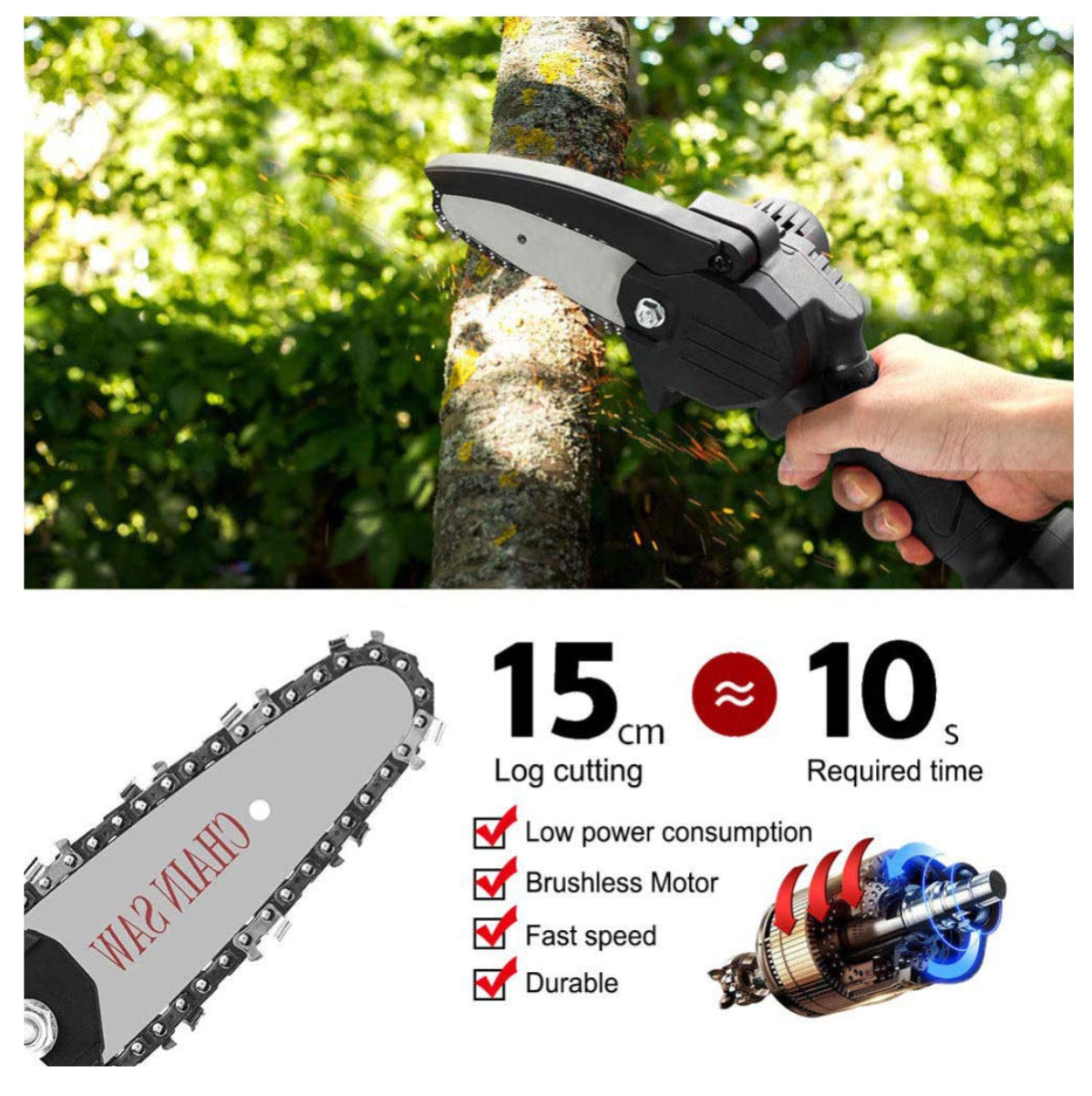 50% OFF🔥 Motosierra Mini Sin Escobillas. Inalámbrica, Ligera y Potente para Podar sin Esfuerzo