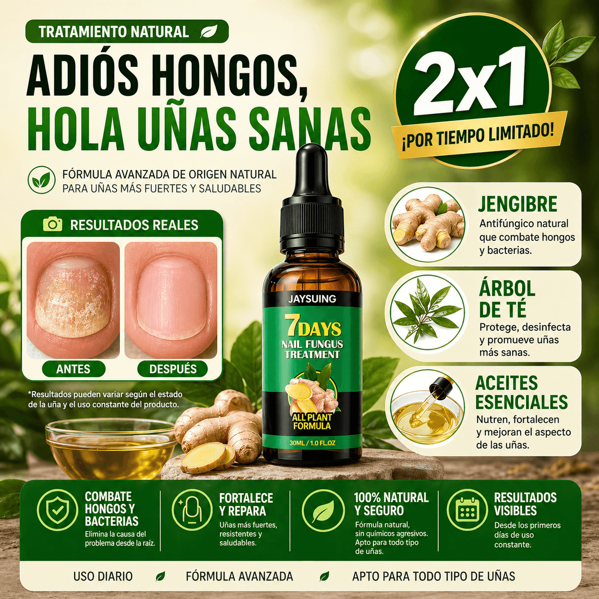 7Days Elimina Hongos - Cuida de tu uñas ya !!   ¡COMPRA 1 Y LLÉVATE OTRO GRATIS!
