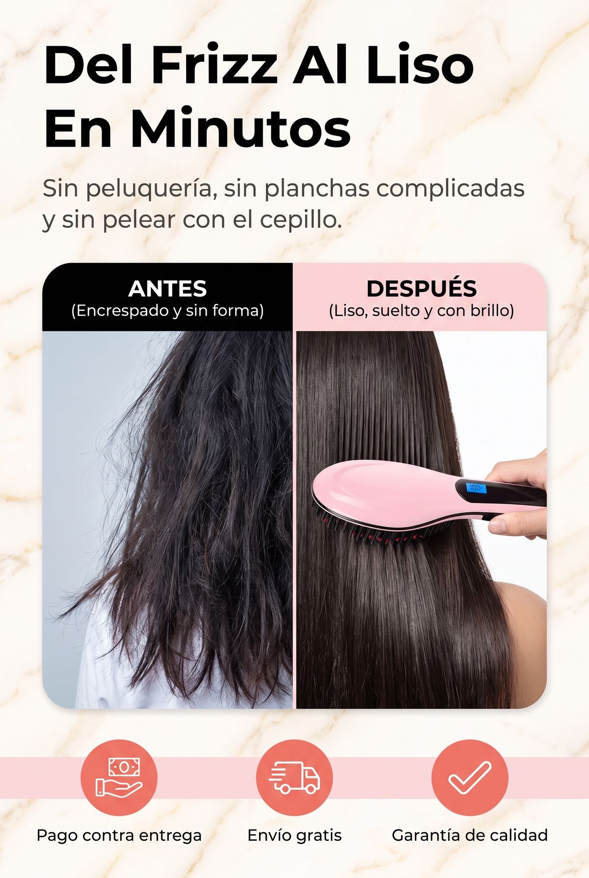 Antes y despues: del frizz al cabello liso con el cepillo alisador