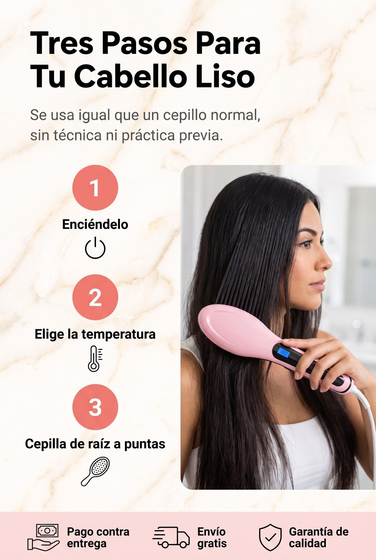 Tres pasos para alisar el cabello con el cepillo