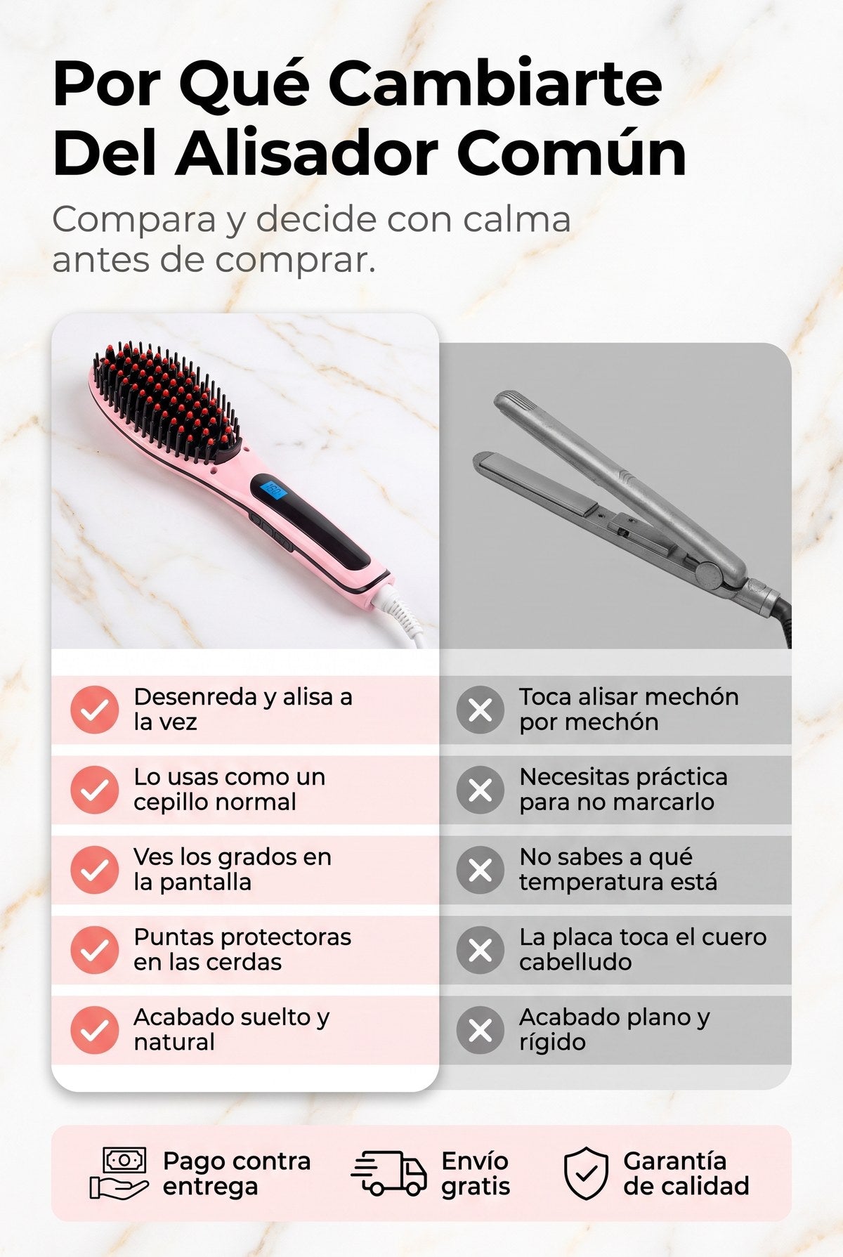 Comparativa del cepillo alisador frente a una plancha tradicional